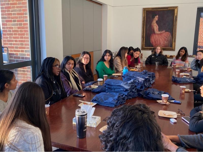 Bridgewater scholars at a roundtable discussion